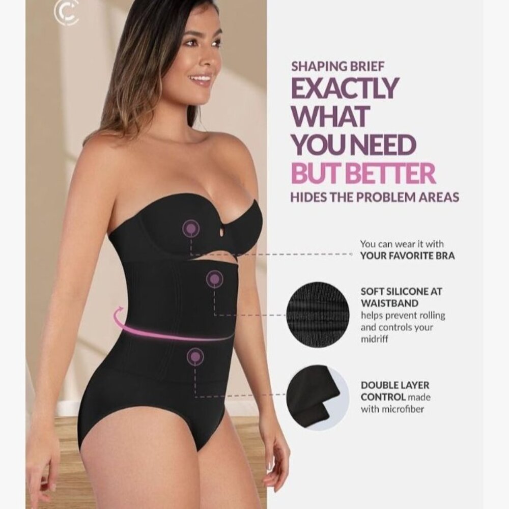 Curveez Signature Control High Waist Brief Black XL CUR3739 - Picture 6 of 7